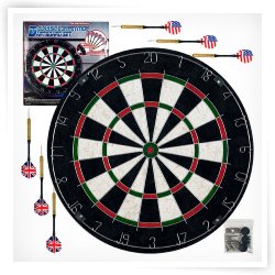 TGT Pro Style Bristle Dart Board Set with 6 Darts & Board