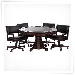 Level Best 54 in. 3 in 1 Game Table Set with 4 Rocker Swivel Chairs